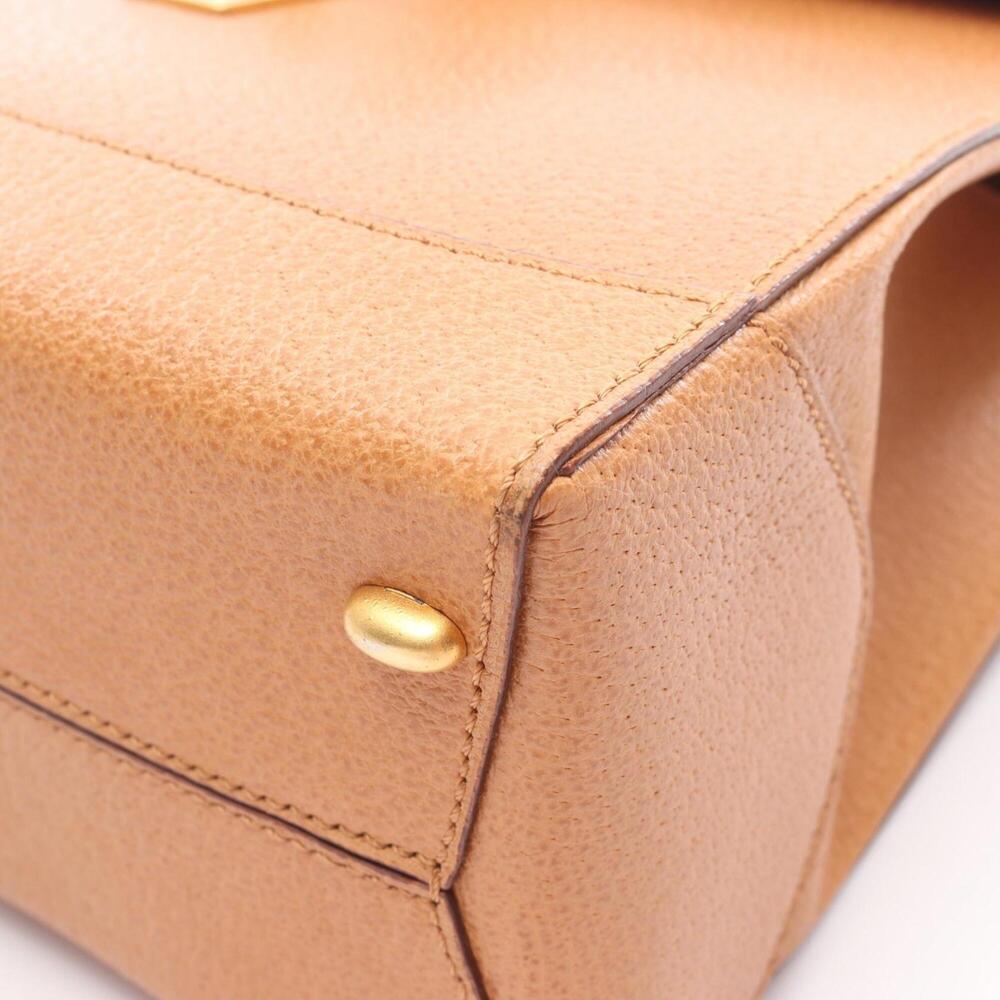 Celine CELINE Top Handle Turnlock 2-Way Handbag Leather Women's Brown - Picture 8 of 11